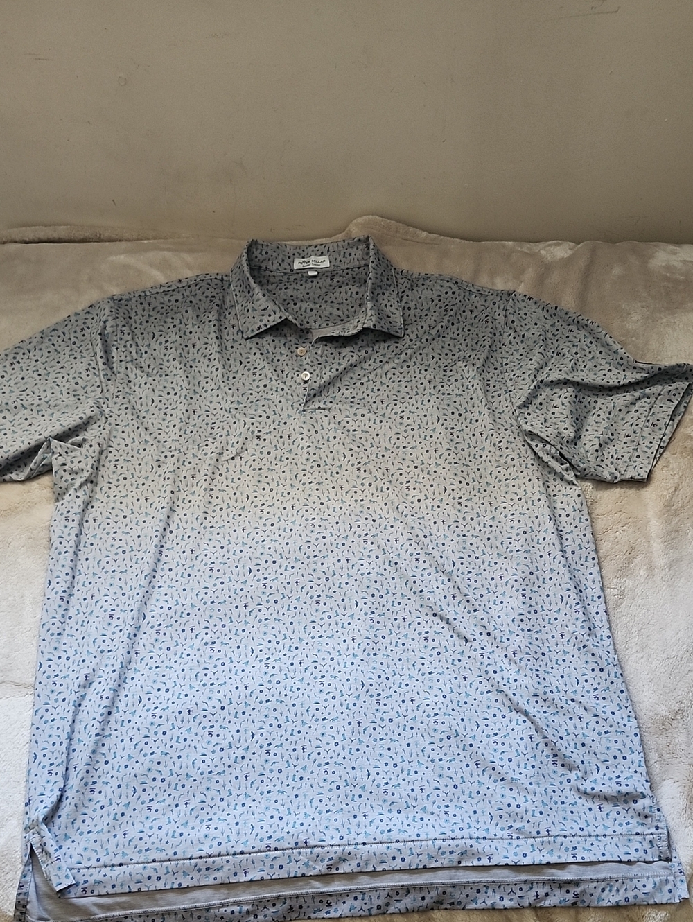 Peter Millar Light Blue Printed Polo